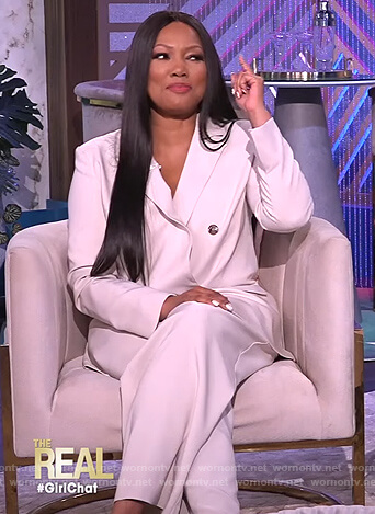Garcelle's white double breasted blazer and pants on The Real