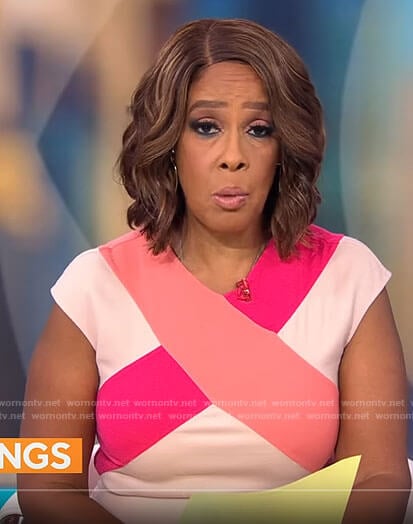 Gayle King’s pink cross front dress on CBS Mornings