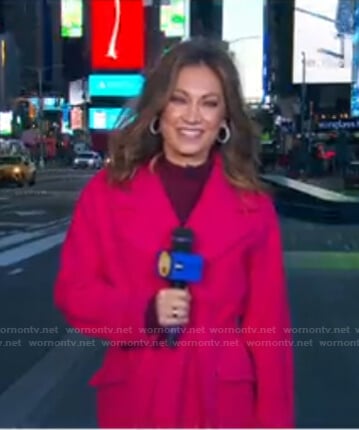 Ginger’s pink wrap coat on Good Morning America