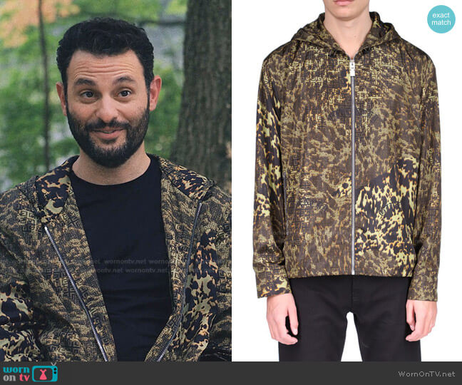4G Animal-Print Nylon Track Jacket by Givenchy worn by Arian Moayed on Live Life
