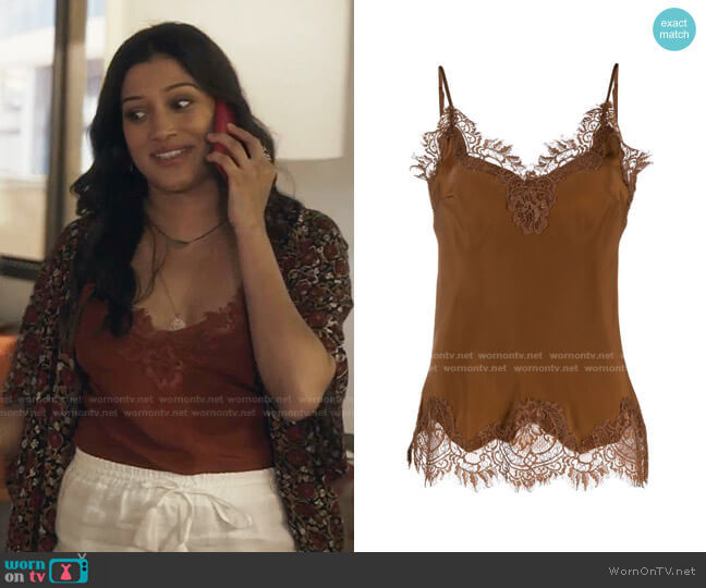 Lace-Trim Cami by Gold Hawk worn by Aneesha Joshi on The Resident worn by Padma (Aneesha Joshi) on The Resident