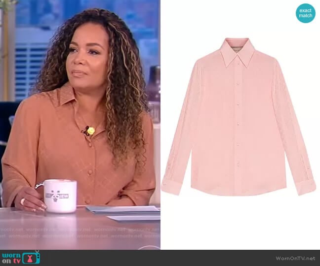 GG crepe de Chine shirt by Gucci worn by Sunny Hostin on The View