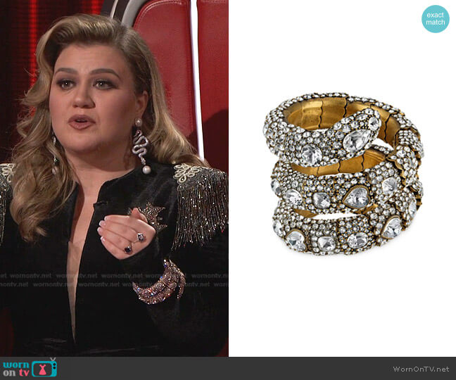 Triple Wrap Snake Bracelet by Gucci worn by Kelly Clarkson on The Voice