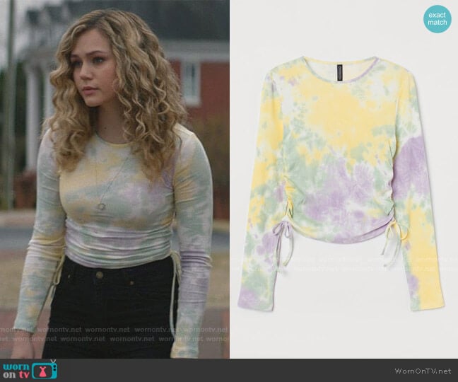 Wornontv Courtneys Tie Dye Tie Sleeve Top Brec Bassinger Clothes And Wardrobe From Tv 