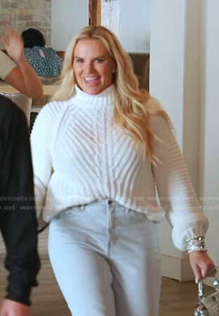 Heather's white ribbed sweater on The Real Housewives of Salt Lake City