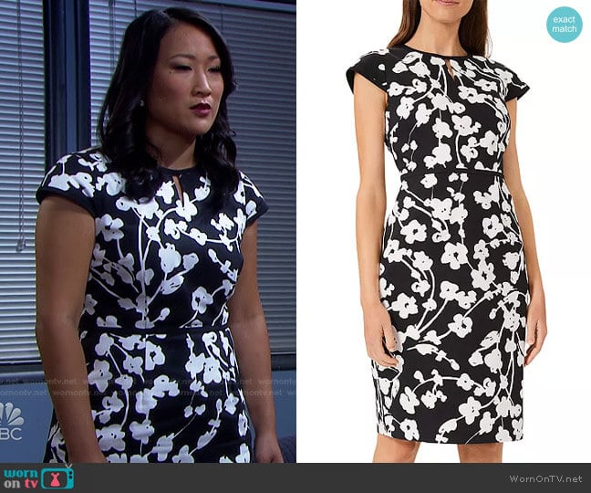 Sophia Sheath Dress by Hobbs London worn by Melinda Trask (Tina Huang) on Days of our Lives