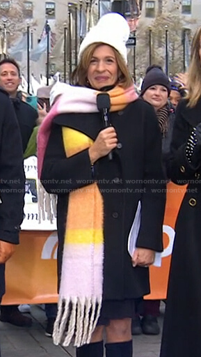 Hoda's multicolor colorblock long scarf on Today