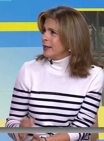 Hoda’s white striped sweater on Today