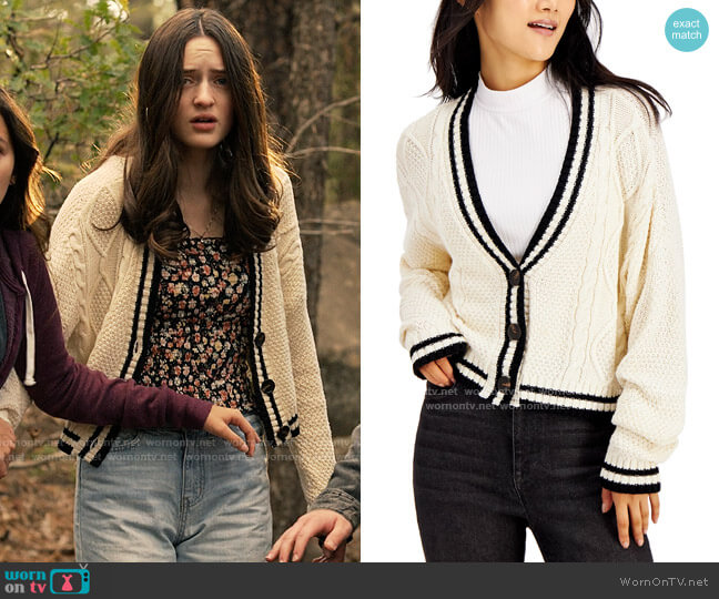 WornOnTV: Madison's floral top and stripe trim cardigan on Big Sky