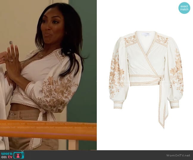 Billy Wrap Blouse by Intermix worn by Tayshia Adams on The Bachelorette