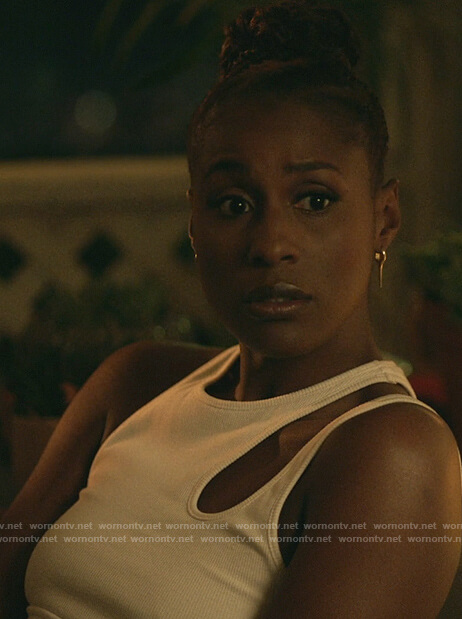 Issa’s white cutout tank on Insecure