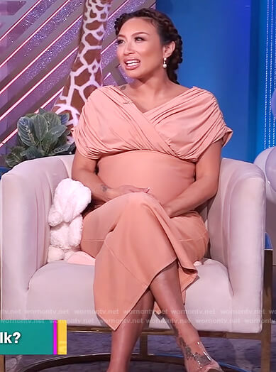 Jeannie's beige wrap dress on The Real