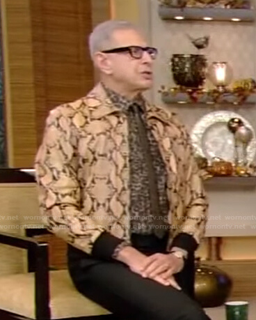 Jeff Goldblum’s snake print leather jacket on Live with Kelly and Ryan