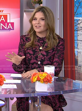 Jenna’s black and pink floral print dress on Today