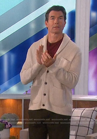 Jerry's white ribbed cardigan on The Talk