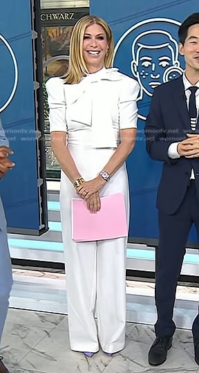 Jill's white tie neck jumpsuit on Today
