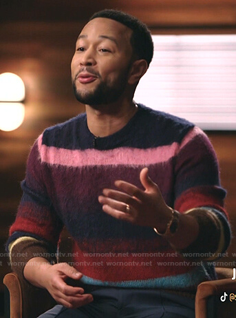 John Legend’s multicolor striped mohair sweater on The Voice