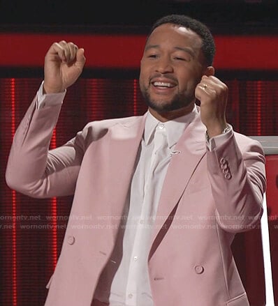 John Legend’s pink double breasted blazer on The Voice