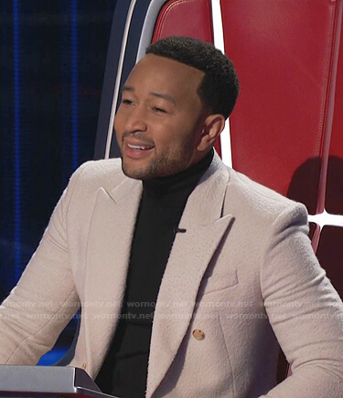 John Legend's white double breasted blazer on The Voice