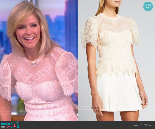 Iliana Lace Plisse Flutter-Sleeve Top by Jonathan Simkhai worn by Sara Haines on The View