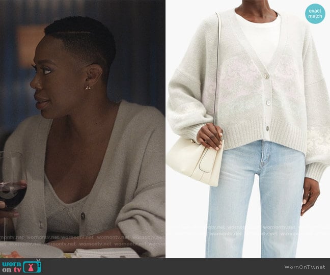 Grey Mist Merino Boyfriend Cardigan by Joostricot worn by Molly Carter (Yvonne Orji) on Insecure