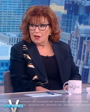 Joy’s black printed blazer on The View