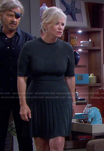 Kayla's green pleated knit dress on Days of our Lives