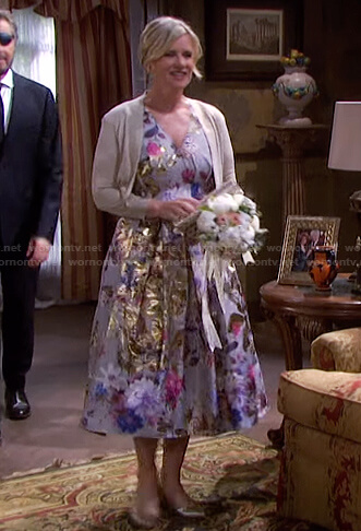 Kayla's metallic floral dress on Days of our Lives