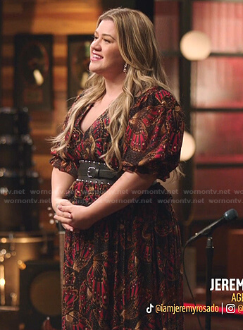 Kelly’s butterfly print maxi dress on The Voice