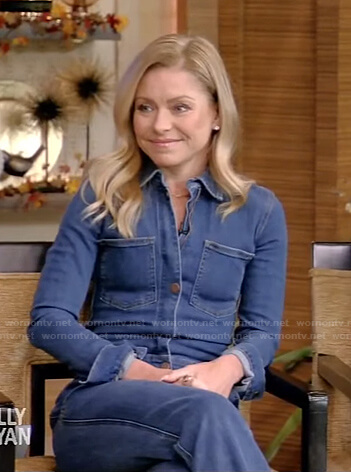 Kelly's denim jumpsuit on Live with Kelly and Ryan