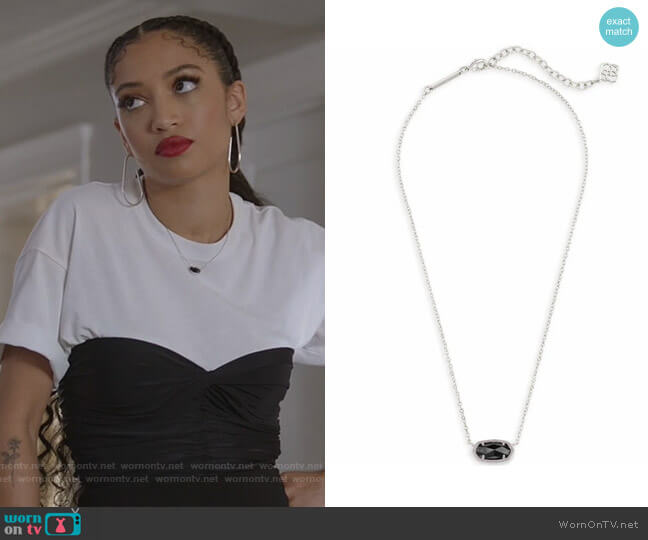 Elisa Silver Pendant Necklace in Black Opaque Glass by Kendra Scott worn by Olivia Baker (Samantha Logan) on All American