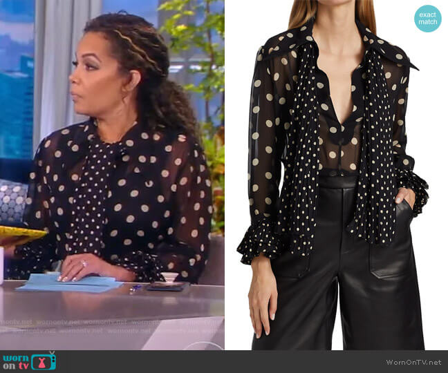 WornOnTV: Sunny’s black polka dot print blouse on The View | Sunny ...