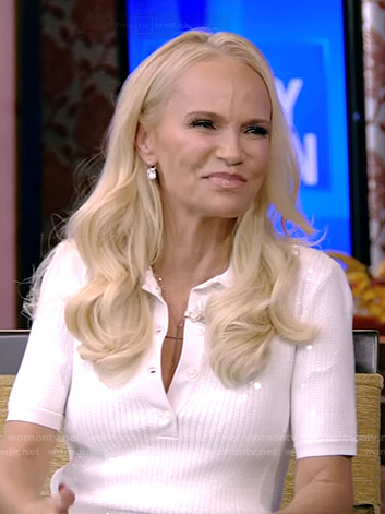 Kristin Chenoweth’s white sequin polo dress on Live with Kelly and Ryan