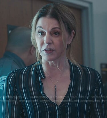 Kit's blue striped blouse on The Resident