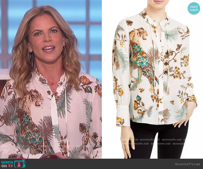 WornOnTV: Natalie’s white tiger print blouse on The Talk | Natalie ...