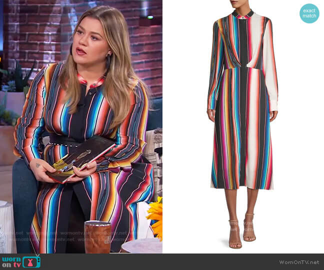 WornOnTV: Kelly’s stripe midi dress on The Kelly Clarkson Show | Kelly ...