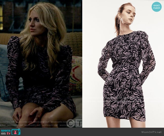 The Kooples Zebra Print Mini Dress worn by Gina Dabrowski (Annaleigh Ashford) on B Positive