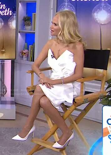 Kristin Chenoweth’s white bow front strapless dress on Today