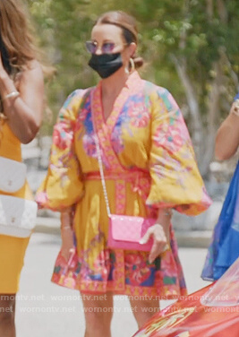 Kyle’s yellow floral wrap mini dress on The Real Housewives Ultimate Girls Trip
