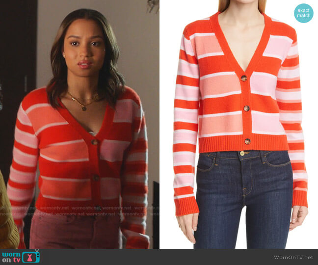 Stripe Cashmere Cardigan by La Ligne worn by May Grant (Corinne Massiah) on 9-1-1