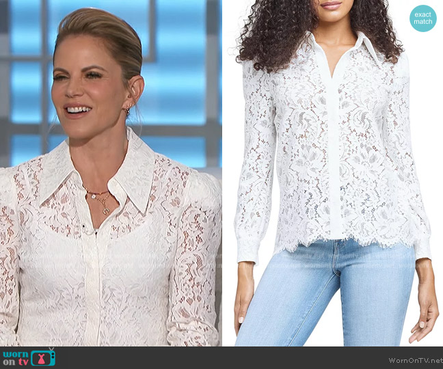 Jenica Lace Blouse by L'Agence worn by Natalie Morales on The Talk