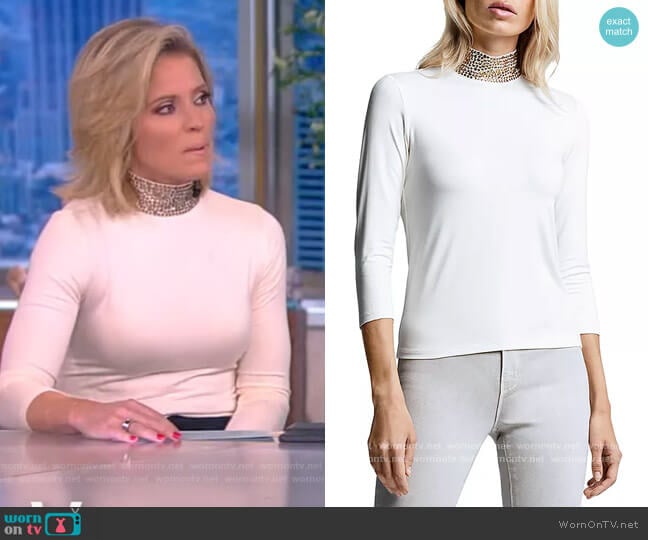 Maya Embellished Mock Neck Top by L'Agence worn by Sara Haines on The View