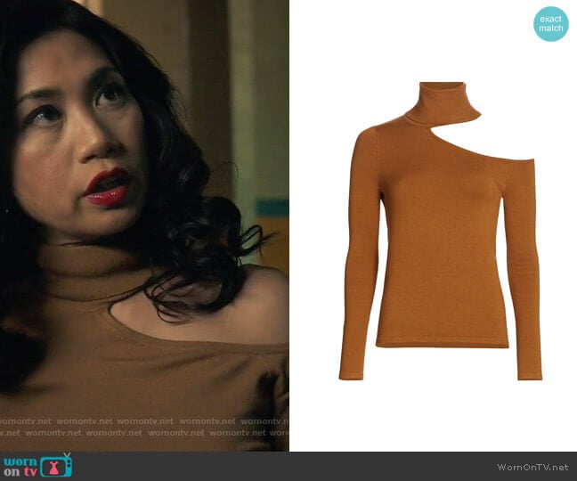 L'Agence Nicky Cutout Turtleneck Sweater worn by Melody Bayani (Liza Lapira) on The Equalizer