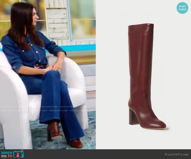 Loeffler Randall Goldy Sienna Tall Boot worn by Emily Ratajkowski on CBS Mornings