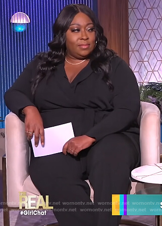 Loni’s black wrap jumpsuit on The Real