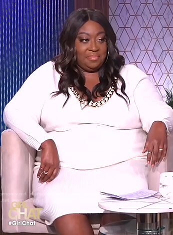 Loni’s chain embellished sweater dress on The Real