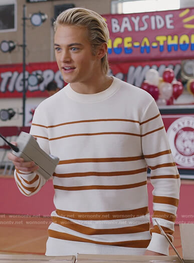 Mac’s white striped sweater on Saved By The Bell