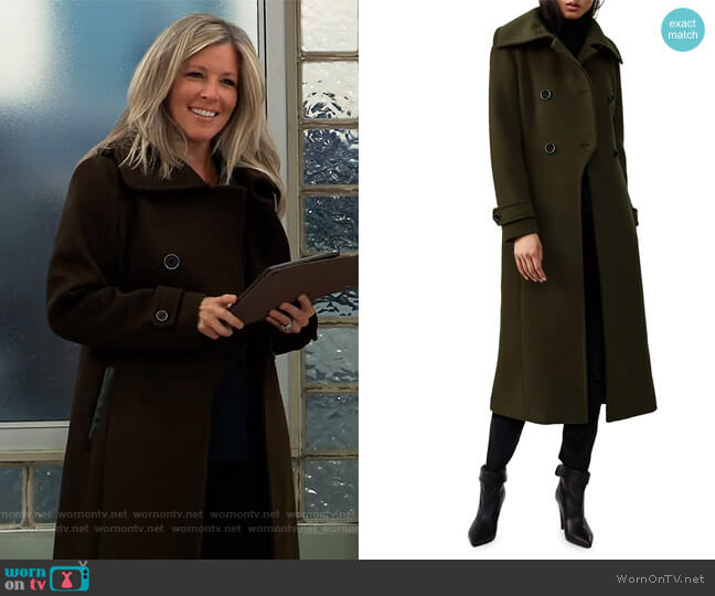 Elodie Military Coat by Mackage worn by Carly Corinthos (Laura Wright) on General Hospital