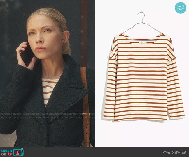 Luxe Long-Sleeve Tee in Casler Stripe by Madewell worn by Kate Keller (Tavi Gevinson) on Gossip Girl