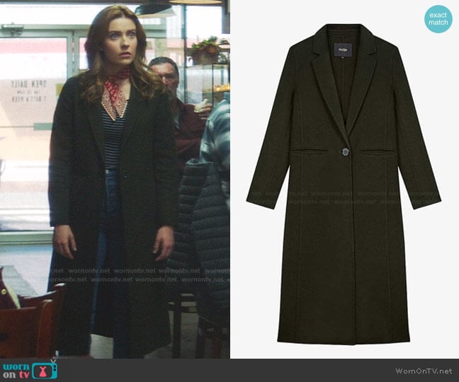 Galaxie Coat by Maje worn by Nancy Drew (Kennedy McMann) on Nancy Drew